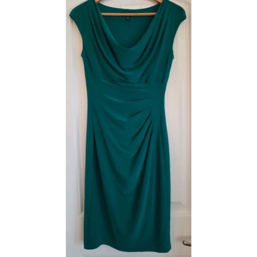 Lauren Ralph Lauren Emerald Green Cowl Neck Cocktail Dress - Size 4
